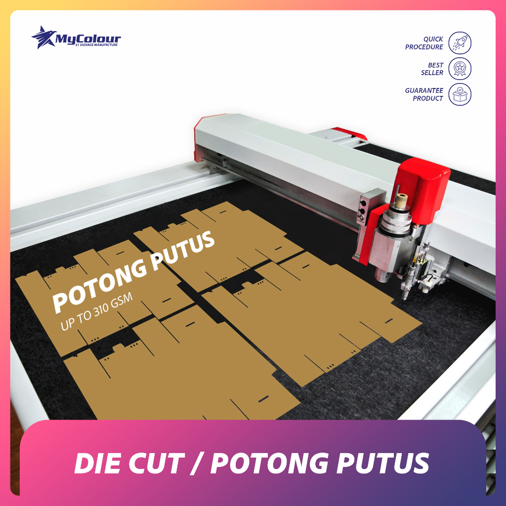 

Potong die cut | potong putus | tambahan biaya potong die cut