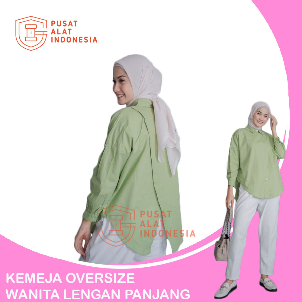 Kemeja Oversize Polos Wanita Lengan Panjang Sr348