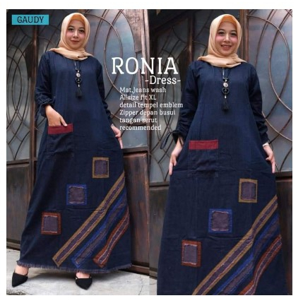 gamis jeans wanita LD 120 / gamis jeans muslim / gamis jeans wanita muslim / gamis levis wanita ukur