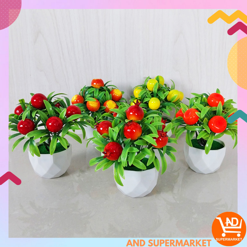 Tanaman Pohon Hias Plastik Mini Dekorasi Rumah Murah Pot Bunga Hias Artificial Flowers Import PBP104