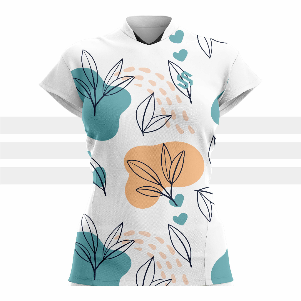 Atasan Olahraga Wanita Baju Senam Zumba Jersey Volly Voli Kaos Gym Fitnes Futsal Running SS 03 PUTIH