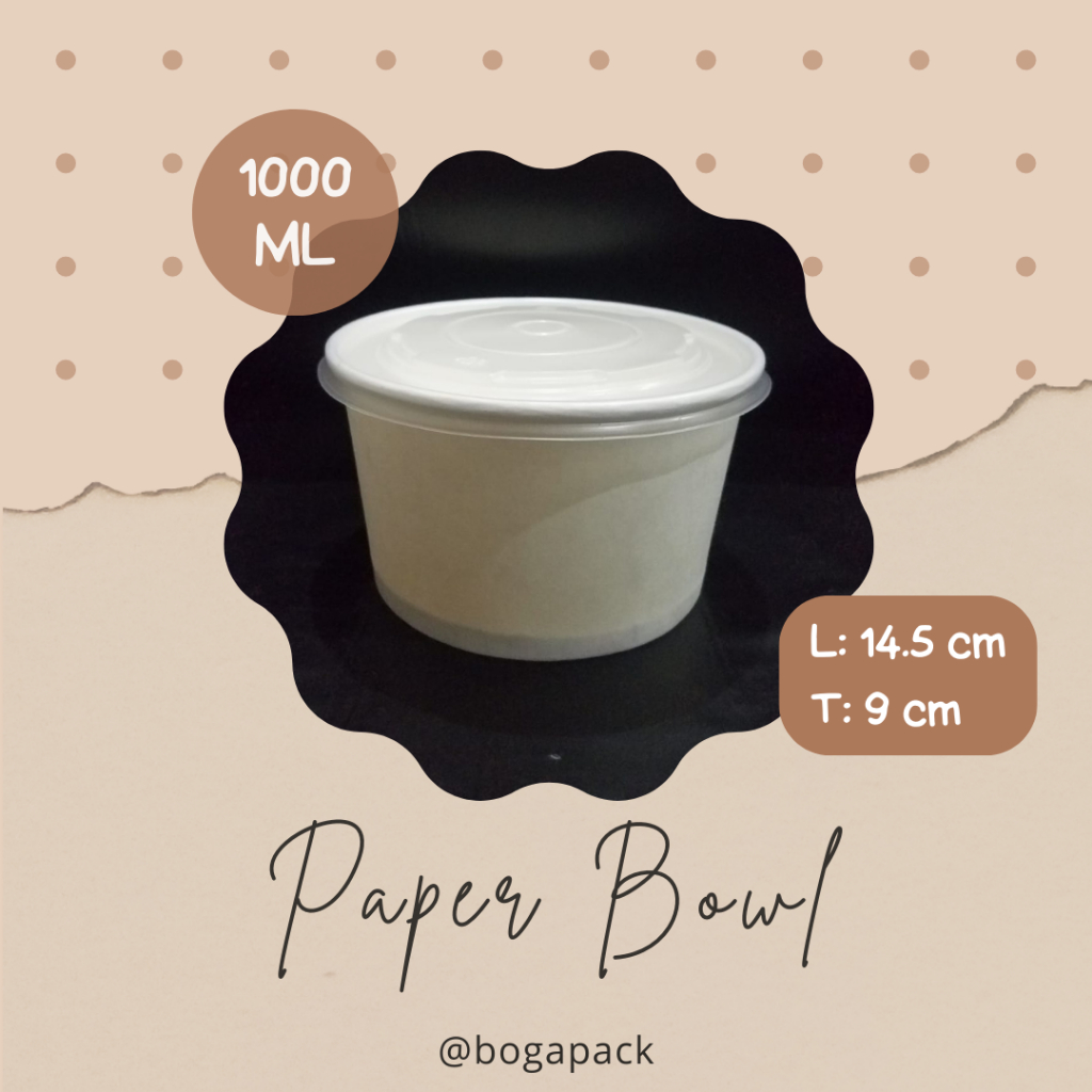Paper Bowl 1000ml Putih / Paper Bowl 33oz / Mangkuk Kertas / Rice Bowl Packaging / Packaging Rice Bo