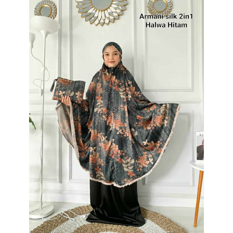 MUKENA ARMANI SILKI MOTIF HALWA,BHN ARMANI SILK UKURAN JUMBO MUKENA TRAVELING MEWAH MUKENA MURAH MUKENA MEWAH MUKENA SUTRA