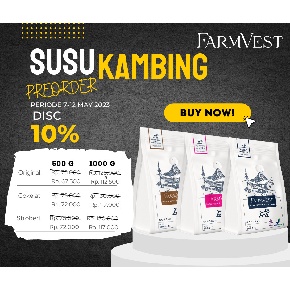 

[PRE ORDER] FARMVEST SUSU KAMBING PREMIUM - Susu Kambing Etawa Asli Original