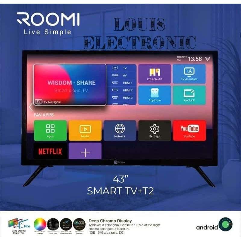 Smart TV Digital ROOMI 43 Inch ANDROID 11 ( Khusus Medan / Instant)