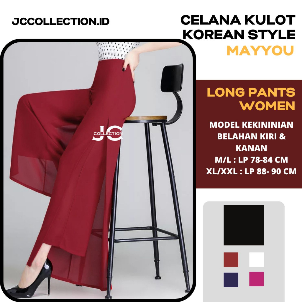 Celana Panjang Wanita Korea Sifon Chiffon Pants / Stice Pants / Celana Kulot MayYou - JCCollections