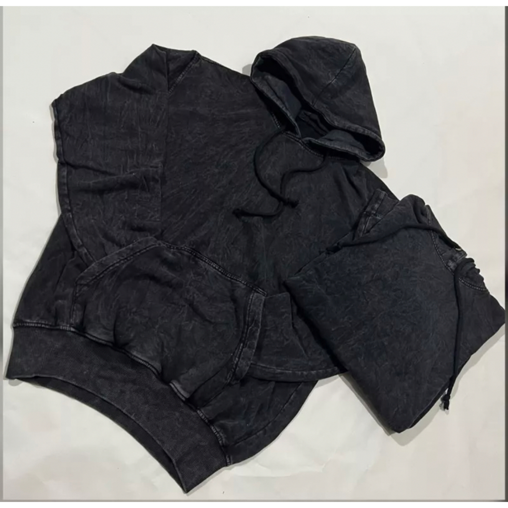 Jaket hoodie polos washed unisex / Sweater hoodie washing pria wanita / jaket hoodie washed black / 
