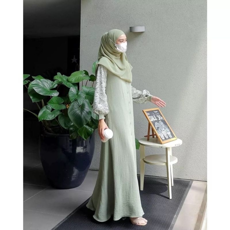 Gamis muslimah jumbo terbaru 2023 ALMA drees bahan cringkel brokat tulang