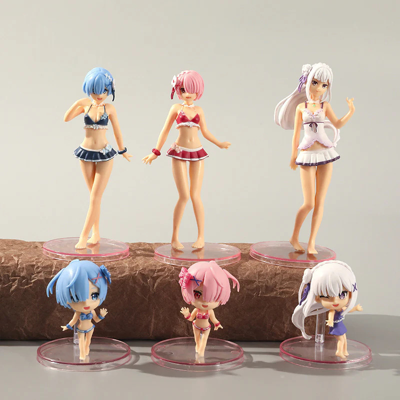 Figur Aksi Ram Rem Emilia Sexy Swimsuit / Action Figure Re:Zero Rezero Re Zero Bikini