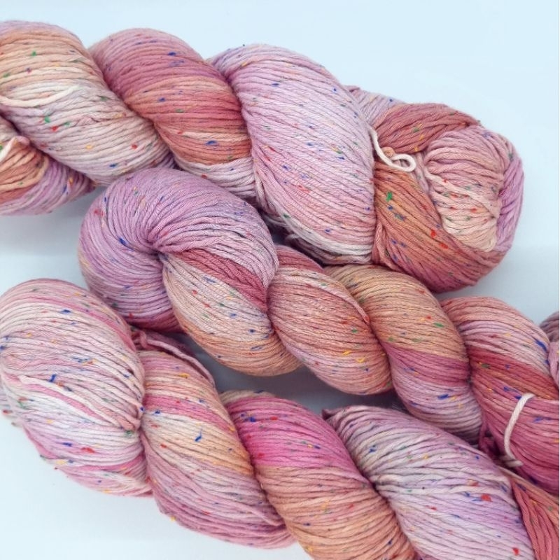 Benang Rajut Cotton Tweed Katun Ombre Hand Dyed - Crimson Rose