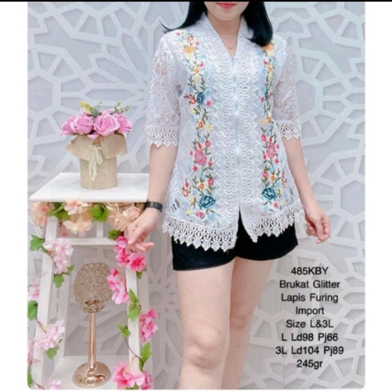 Kebaya putih hitam brukat bordir