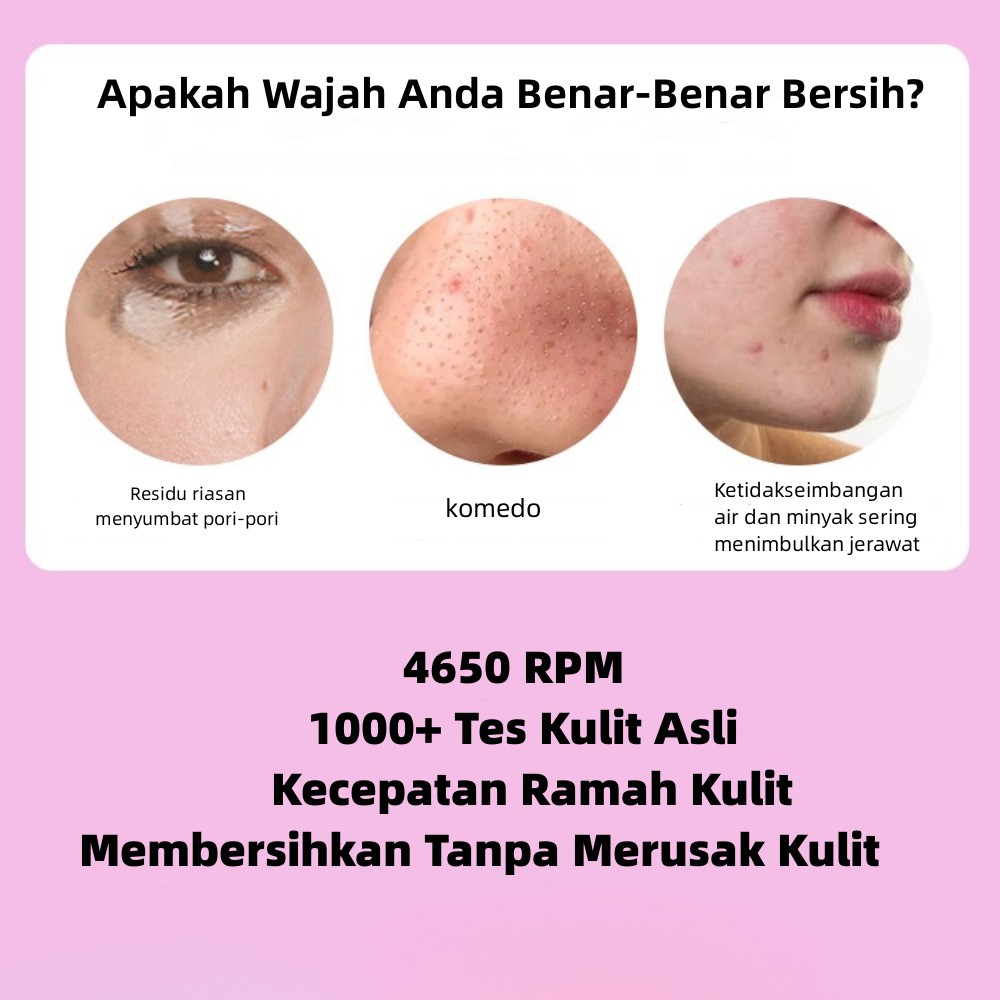 inFace MS2000 Tahan air Alat Pembersih Wajah Elektrik Brush Silicon Facial cleansing Muka Sikat Pencuci Cuci Pembersihan Tiga Zona USB Rechargeable Pemijat Perawatan Detok Ultrasonic Cocok Untuk Kulit Sensitif High Frequency Sonic HF Face Cleanser