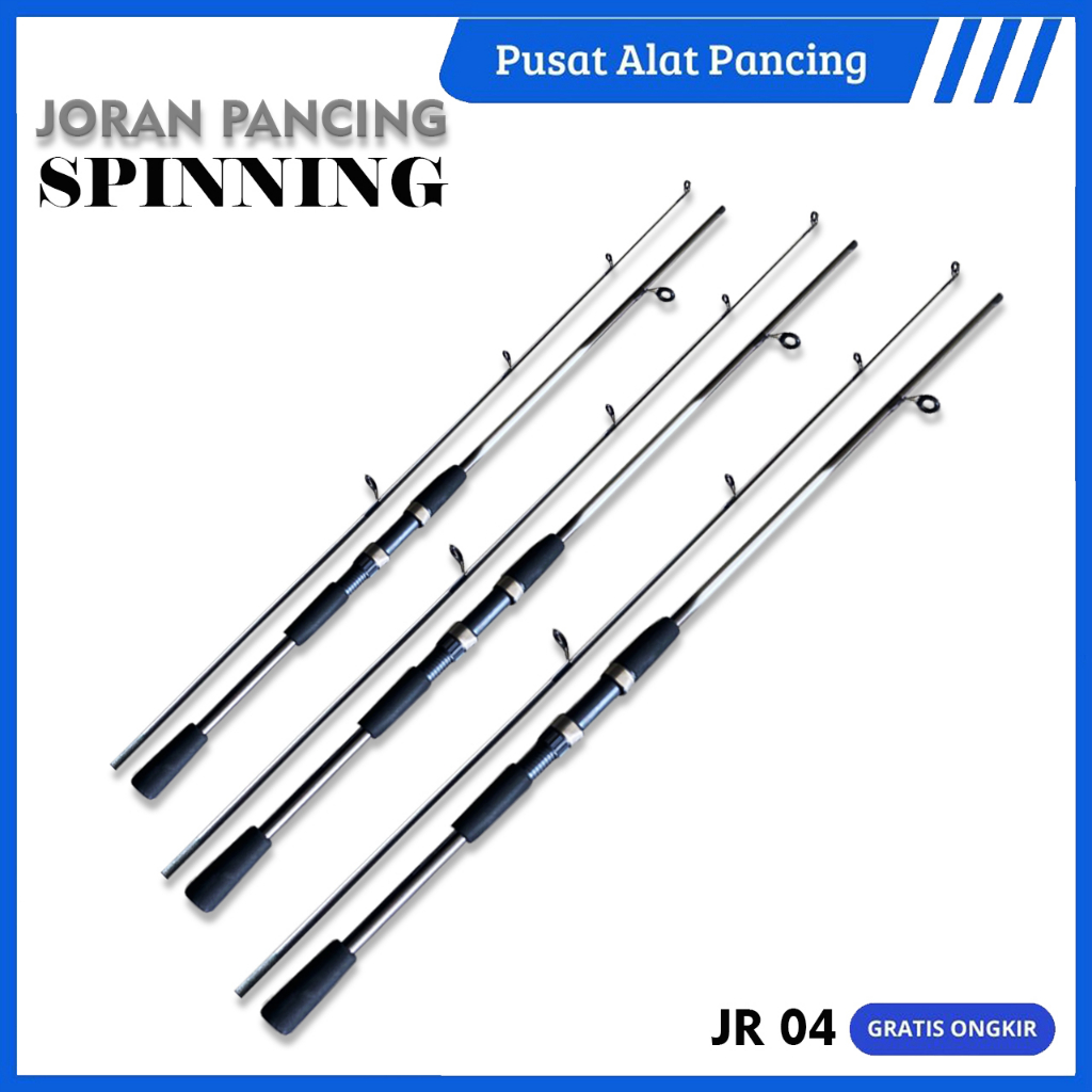 Joran Pancing JR04 Spinning &amp; Casting Fishing Rod Luya Warna Gray Silver Medium Kuat Big Strike Bahan Serat Karbon Fishing Pole 2 Section