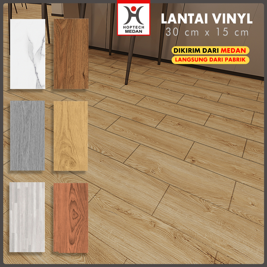 Lantai Vinyl Parket motif kayu dan granit Ukuran 30 cm x 15 cm Ketebalan 1.5MM / Parket Motif