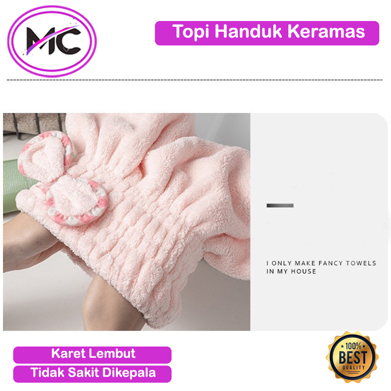 Topi Handuk Keramas Pengering Rambut Praktis Bahan Microfiber Lembut