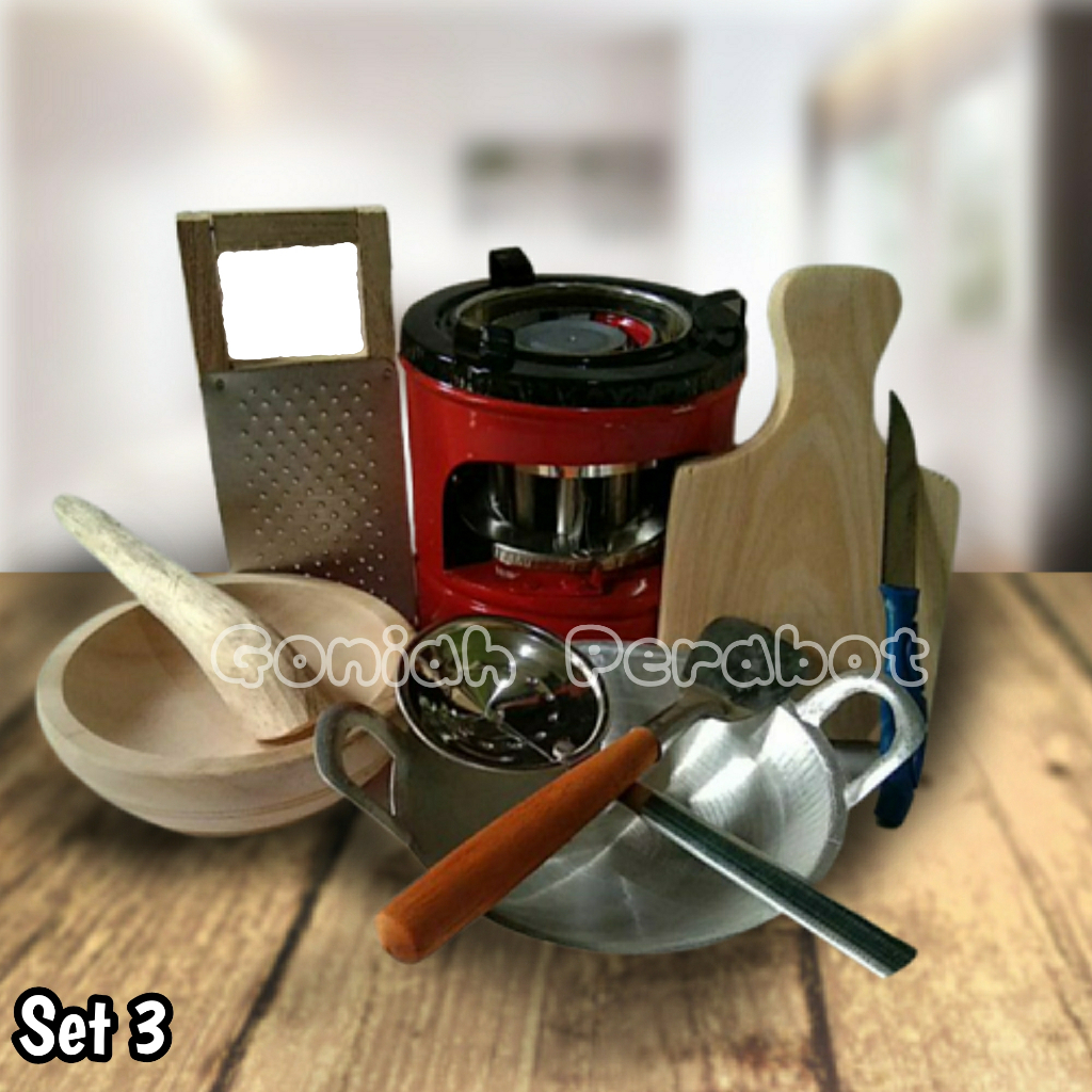 Set Mainan Masak Masakan Anak / Paket Kompor Wajan Susuk Serok Plus Cobek Mini Murah