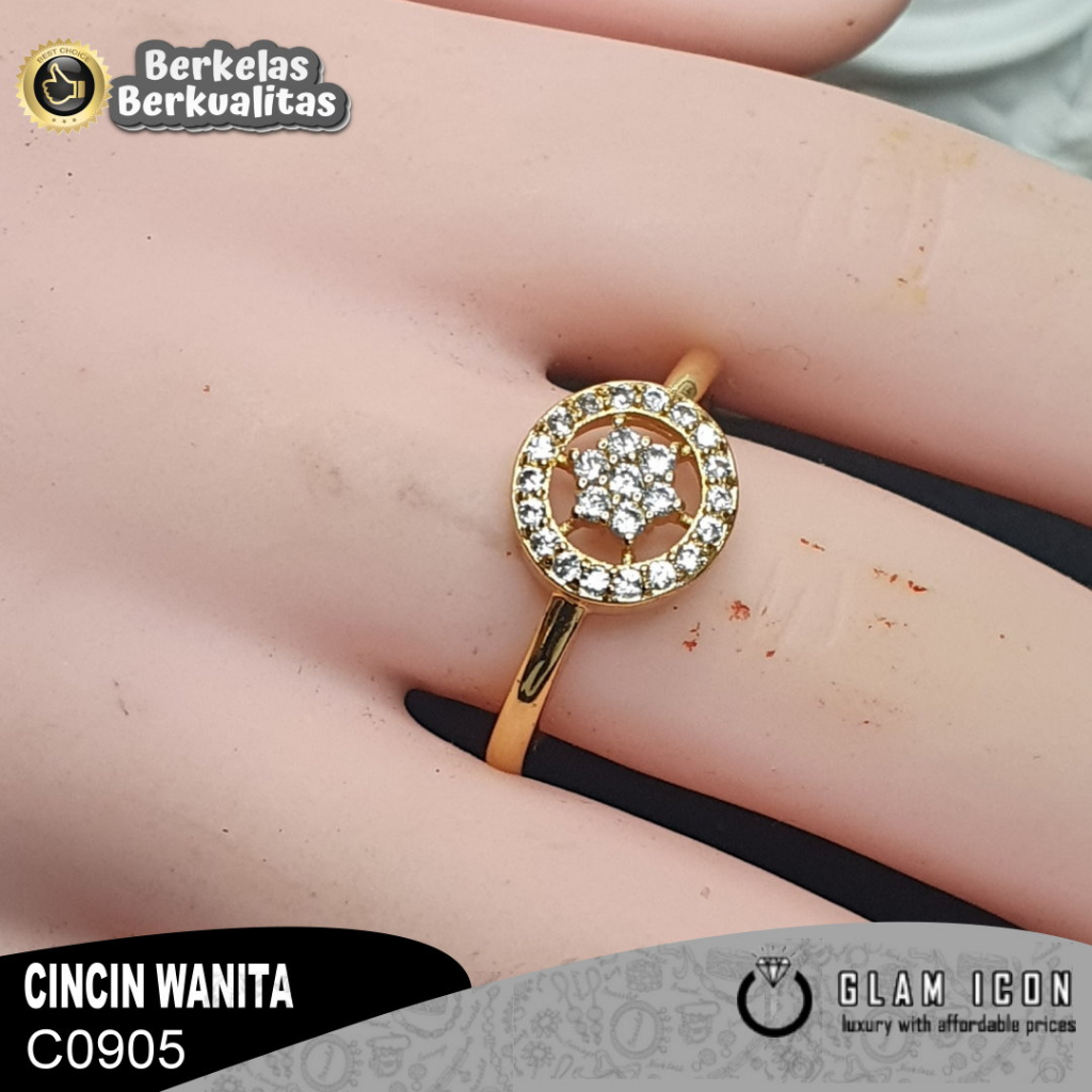 Cincin Wanita Motif bintang Lis bulat mata pasir C0905 CCG