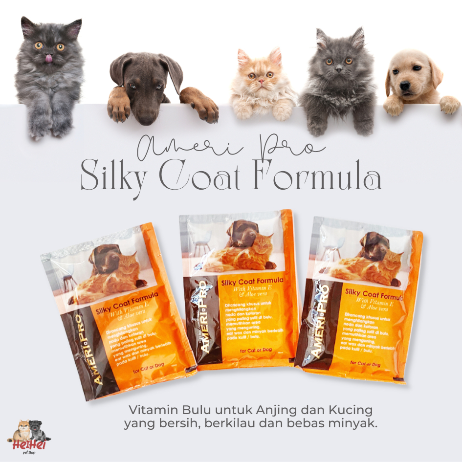 Ameri Pro Silky Coat Formula 30 ml -Vitamin Bulu Anjing Kucing Kusam Dog Cat Pembersih Bulu Ampuh