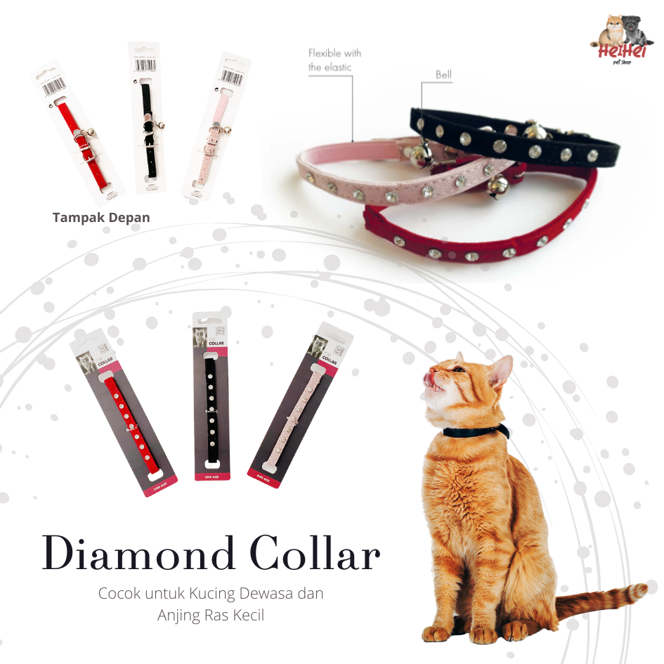 M-Pets Collar Cat Diamonds Size 30 cm - Kalung Kucing Anjing Lonceng Premium Elegan