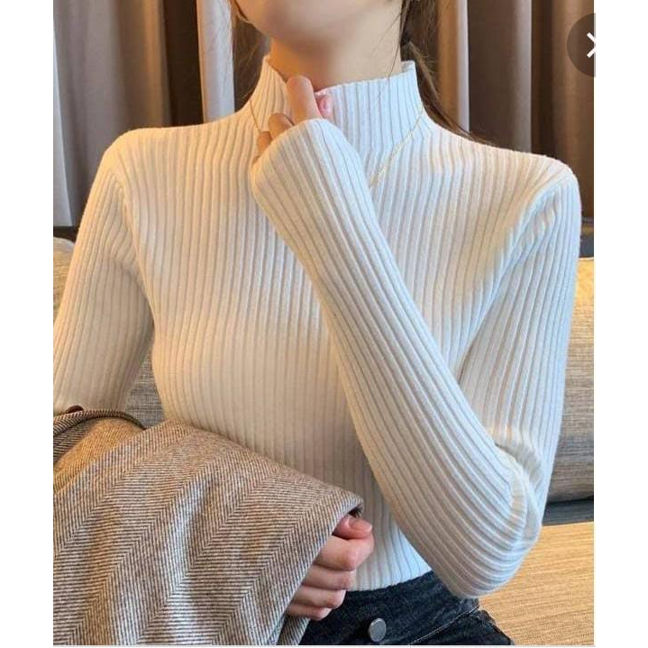 Aisah Inner Rajut Baju Dalaman Turtleneck Knit Manset Atasan Wanita