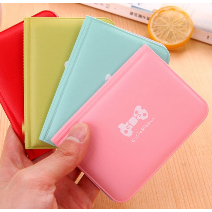 A461-A464 DOMPET KARTU KULIT 12 SLOT card holder korean bow wanita wallet pria cewe cowo cewek cowok tas multiple slots sintesis murah warna warni pastel