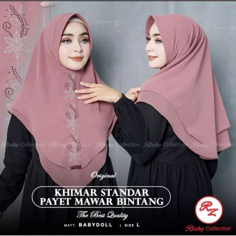 Khimar Ceruty dua Layer Payet/Press Hijab Ceruty Instan By Rizky