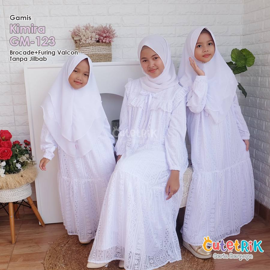 Gamis Putih Remaja Gamis Brukat Remaja Dress Muslim Anak Perempuan Gamis Anak Putih polos Cutetrik