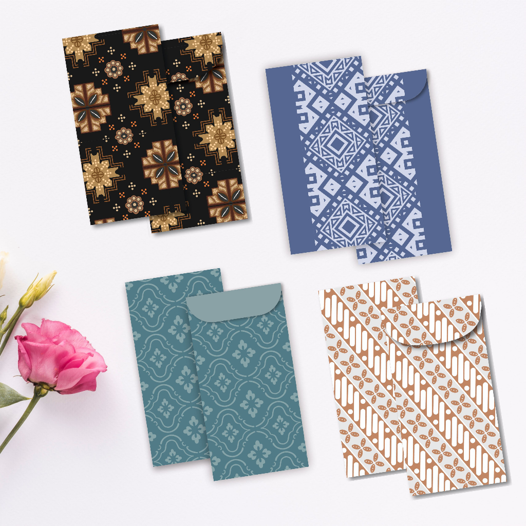 6 Pcs Angpao Wedding Amplop Kondangan Motif Batik Angpao Panjang Amplop Uang