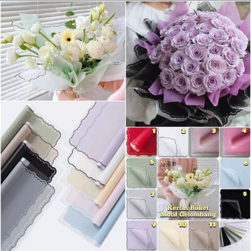 

5 Lembar Kertas Buket Motif Awan Gelombang FREE PACKING Flower Wrapping Paper List Icloud Kertas Buket Bunga Kertas Cellophane