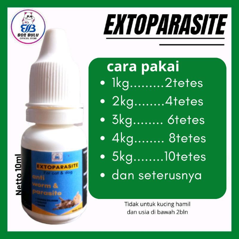 extoparasit obat cacing kutu scabies tungau kucing 10ml