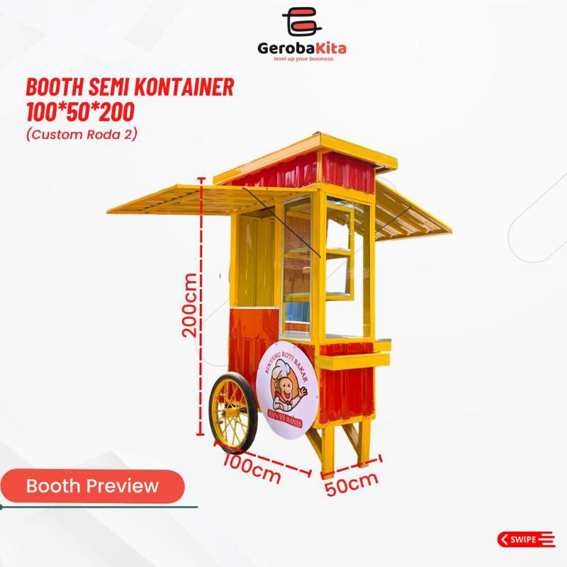 Booth Semi Kontainer Roda 2/ Gerobak Dorong