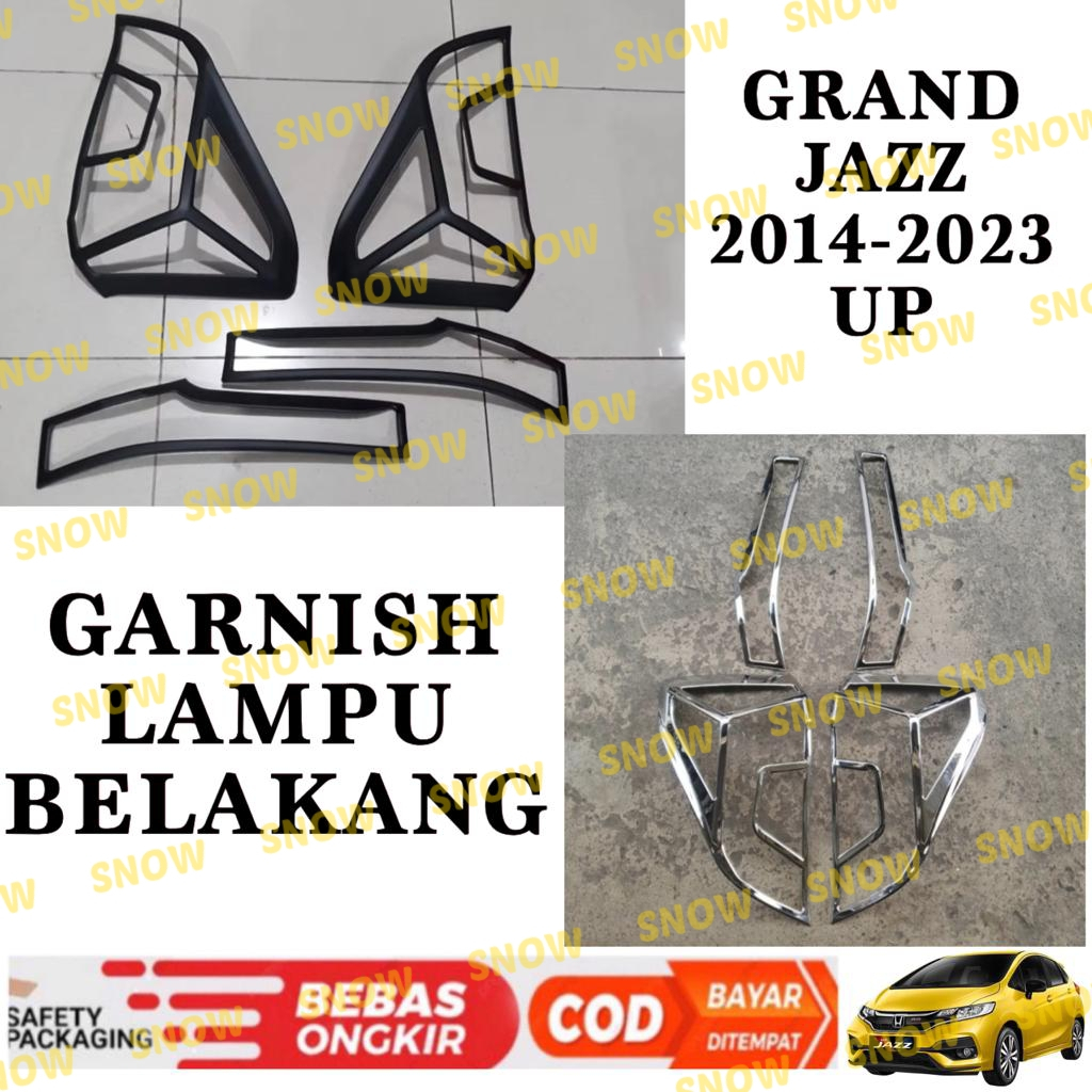 Garnish Lampu Belakang Grand All New Jazz GK5 2014 2017 2021 2022 2023 Sporty Hitam Chrome
