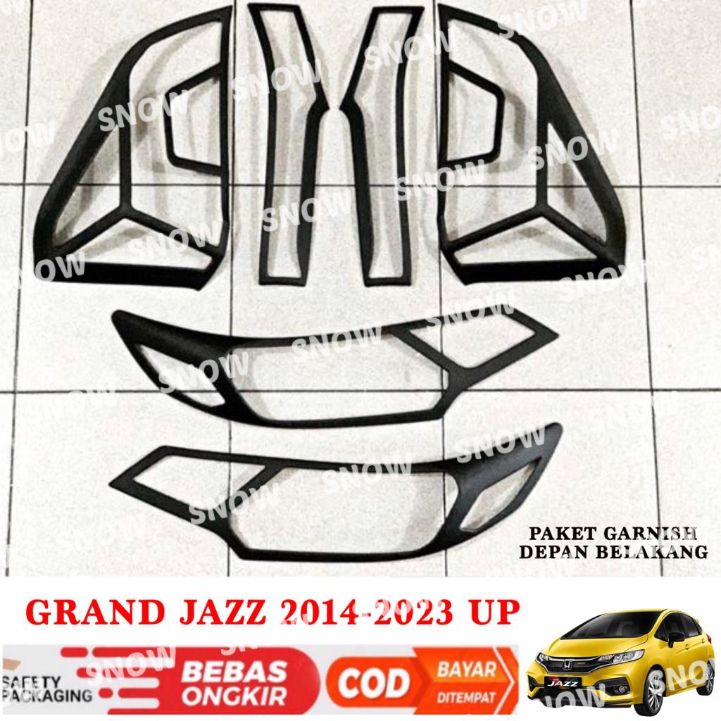 Paket Garnish Lampu Depan Belakang Grand All New Jazz GK5 2014 2017 2021 2022 2023 Sporty Hitam Chrome