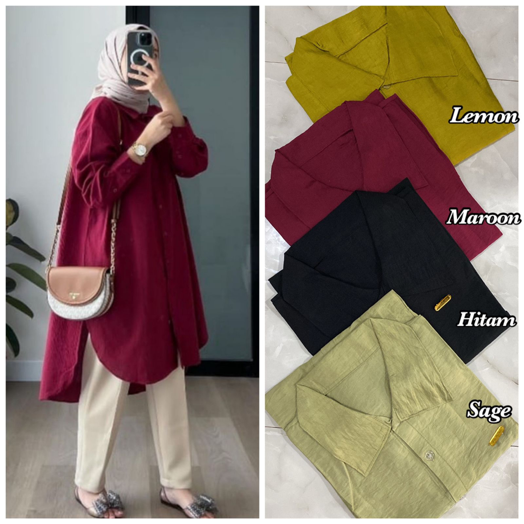 Tunik Linen Modis/Fashion Muslim/Atasan Baju Wanita Terlaris Terhits