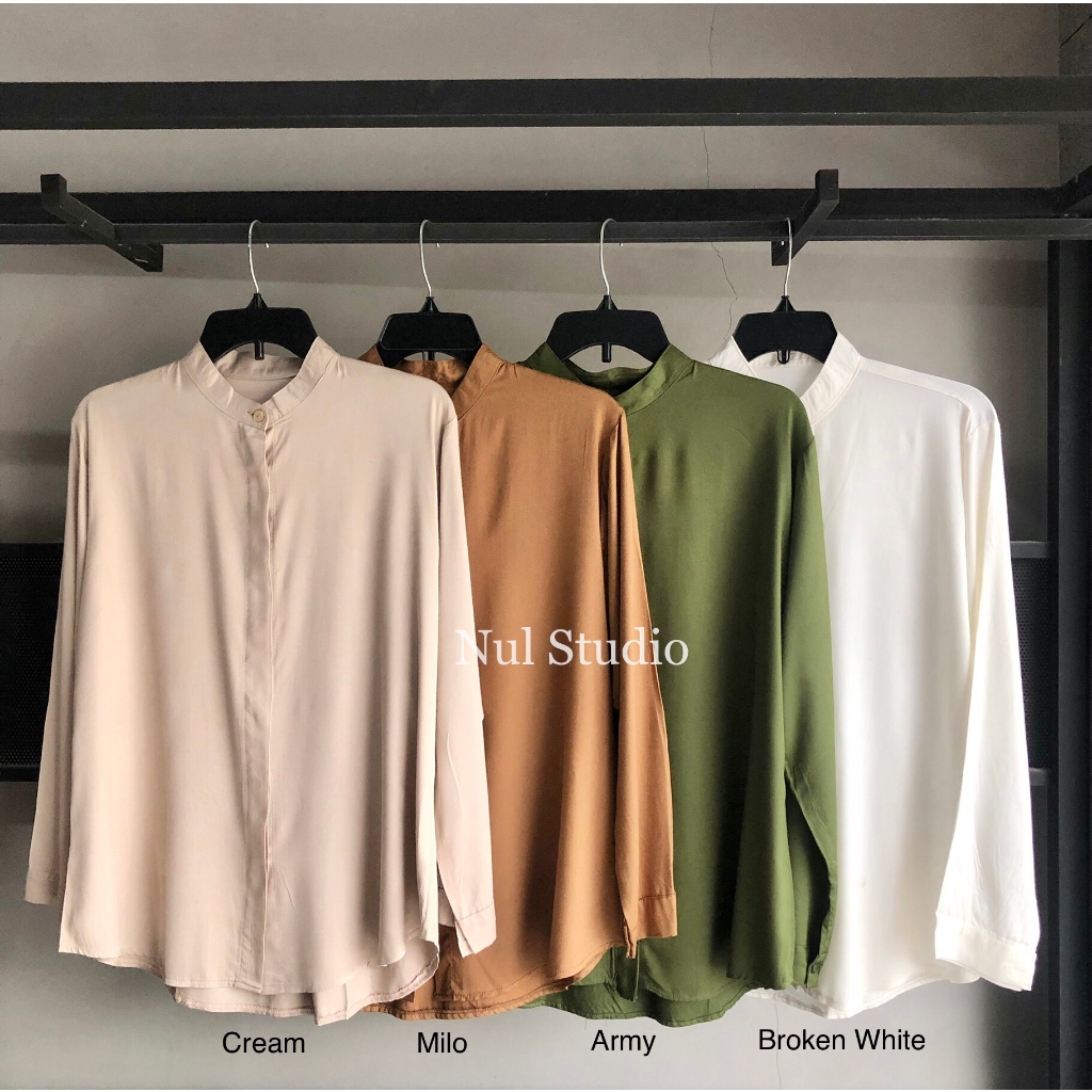 MAUDYA KEMEJA WANITA LENGAN PANJANG RAYON TWILL PREMIUM | KEMEJA ADEM | BAJU KULIAH KANTOR | KERAH S