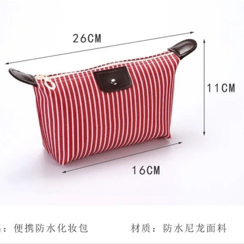 Travel Pouch Make Up Motif Garis / Cosmetic Pouch