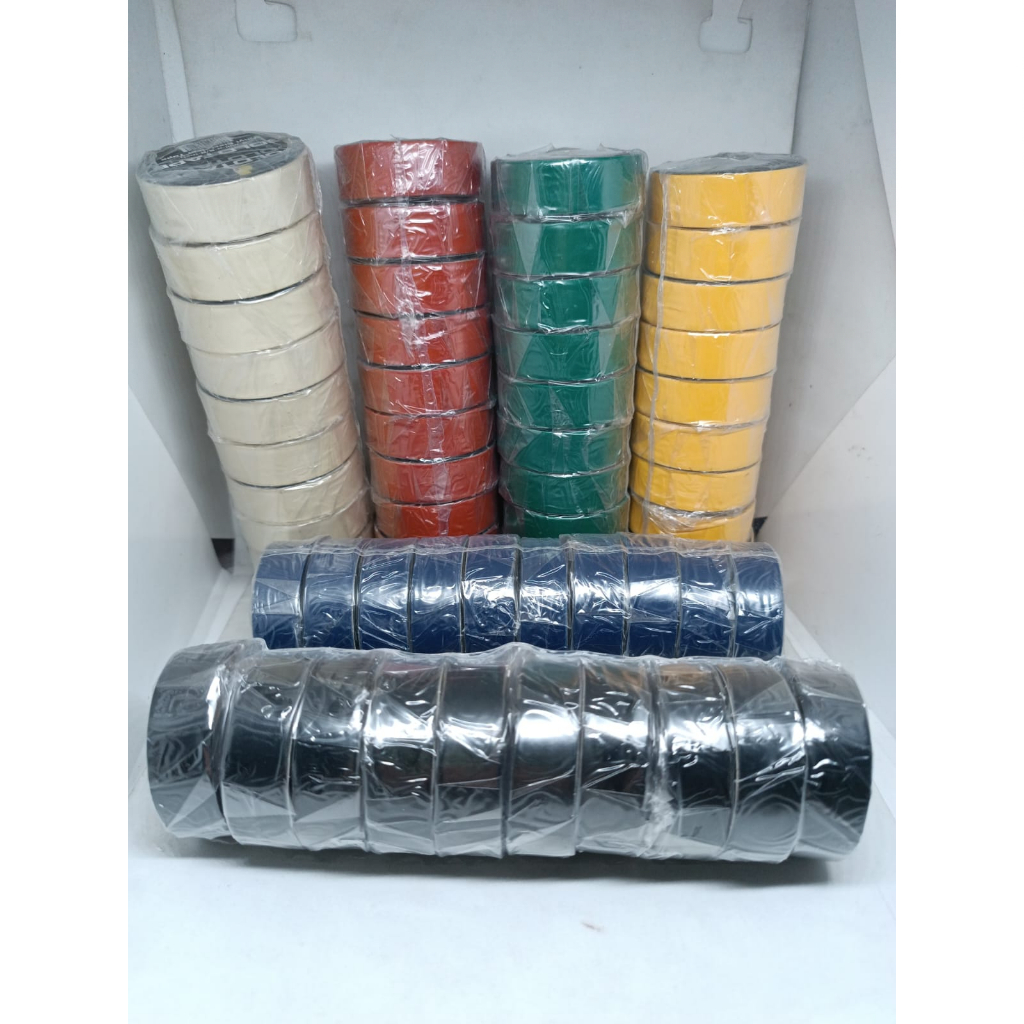 LAKBAN WARNA WARNI KECIL ISOLASI HITAM MERAH KUNING HIJAU BIRU PUTIH MEREK GOLDTAPE 1 ROLL ISI 10 PCS