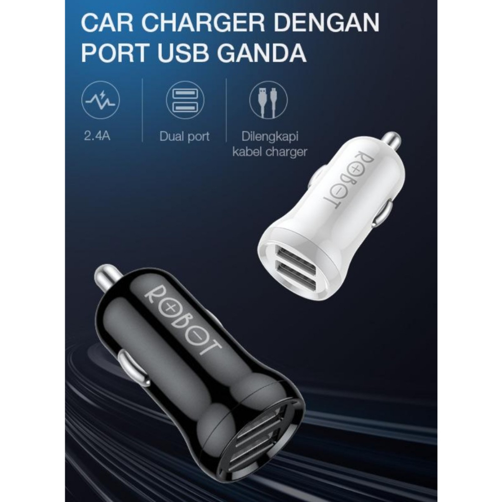 MH - Car Charger 2.4A 2Usb Robot Charger Mobil Dual Usb C 07