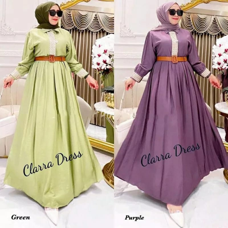 Gamis Jumbo L, XL, XXL Crinkle Airflow Baju Gamis Remaja Kekinian Clarra Maxi Dress Gaun Pesta Baju Muslim Wanita