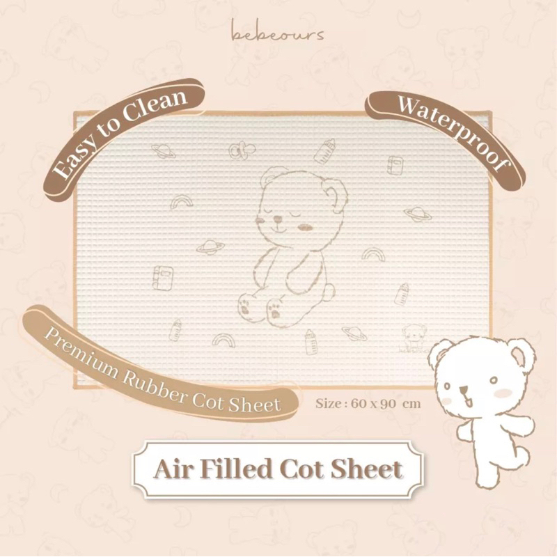 Bebeours Organic Baby Cot Sheet BEIGE / Perlak Alas Ompol Bayi