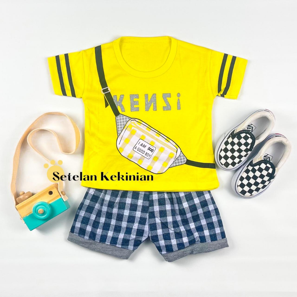 [SERIES KUNING] Setelan Anak Laki Laki Lembut 0-12bulan 1tahun Kaos Adem Katun Set Baby Boy Cowok Newborn Murah Import