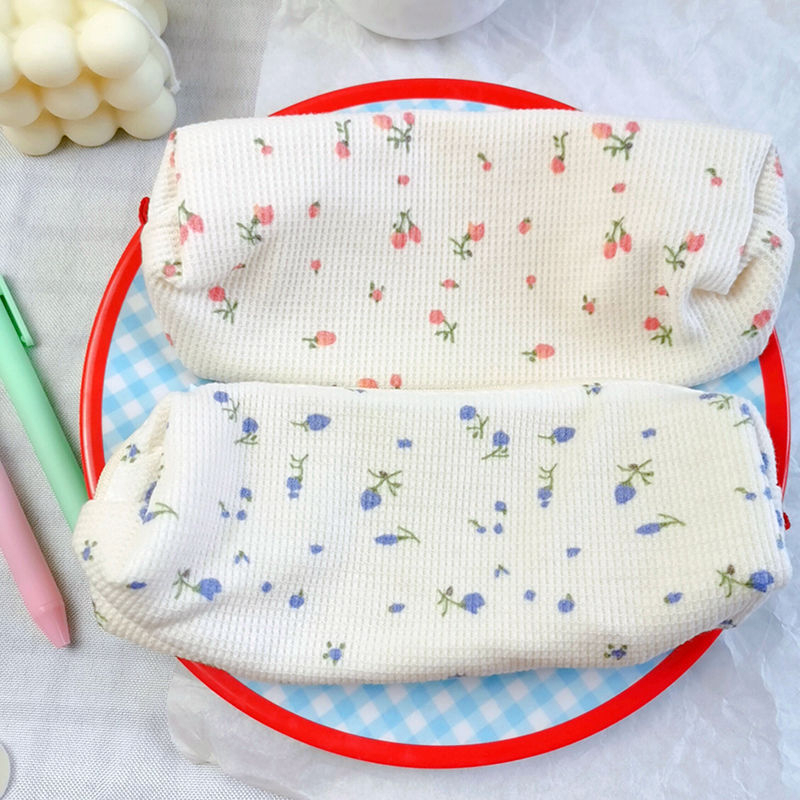 Tempat Pensil Pouch Little Flower Bahan Corduroy Kualitas Import