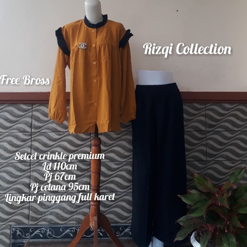 CLARA SET | BEST SELLER | SET CELANA/ KEMEJA RUFFLE / BLOUSE /CELANA CRINKLE PREMIUM FREE BROSS