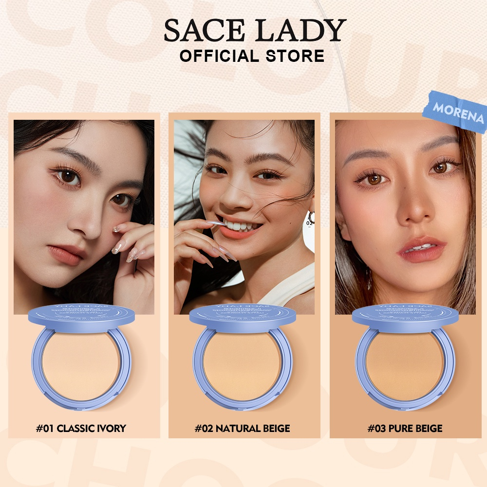 [BPOM][100% ORI&amp;READY]SACE LADY Oil-Control Face Powder Bedak Padat Tahan Air Tahan Lama Makeup Setting Powder Mudah Dibawa