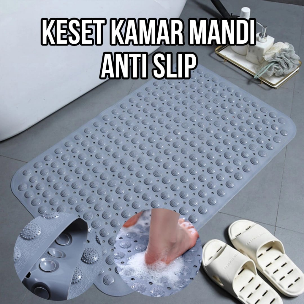 Keset Kamar Mandi Alas Toilet Anti Slip Bath Mat PVC Kerikil 36x70 Cm Karpet  Licin Bathmat Suction Silikon 36x70 WC Shower Karet Batu Sikat Gosok Telapak Kaki