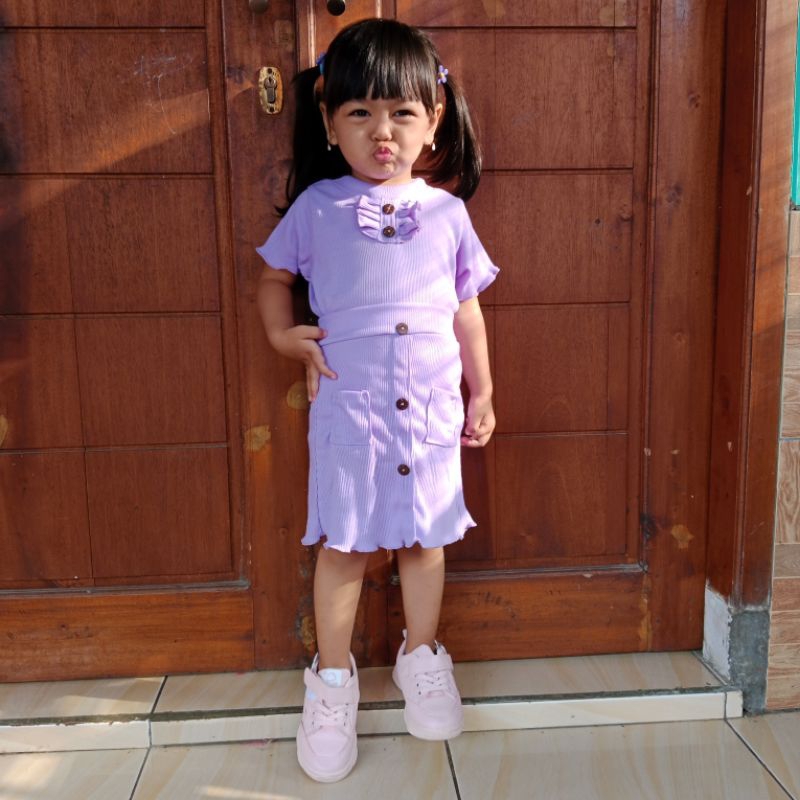 Baju Anak Perempuan SETELAN Ruffle RUFFLE ROK Knit Tee 1-5 tahun