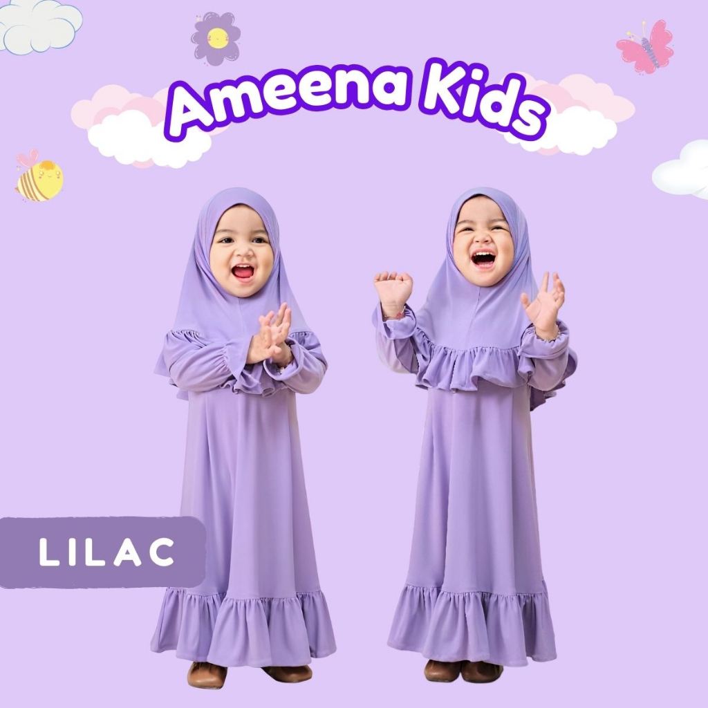 Ameena Kids Series ~ Gamis Anak Terbaru 2023 Model Terbaru / Gamis Bayi Perempuan / Baju Muslim Anak Perempuan / Gamis Set Jilbab