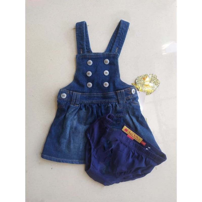 Apple buttoms overall set denim kids