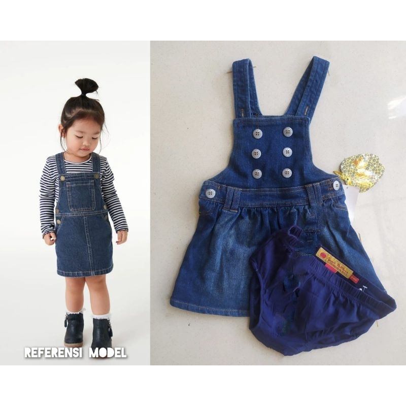 Apple buttoms overall set denim kids