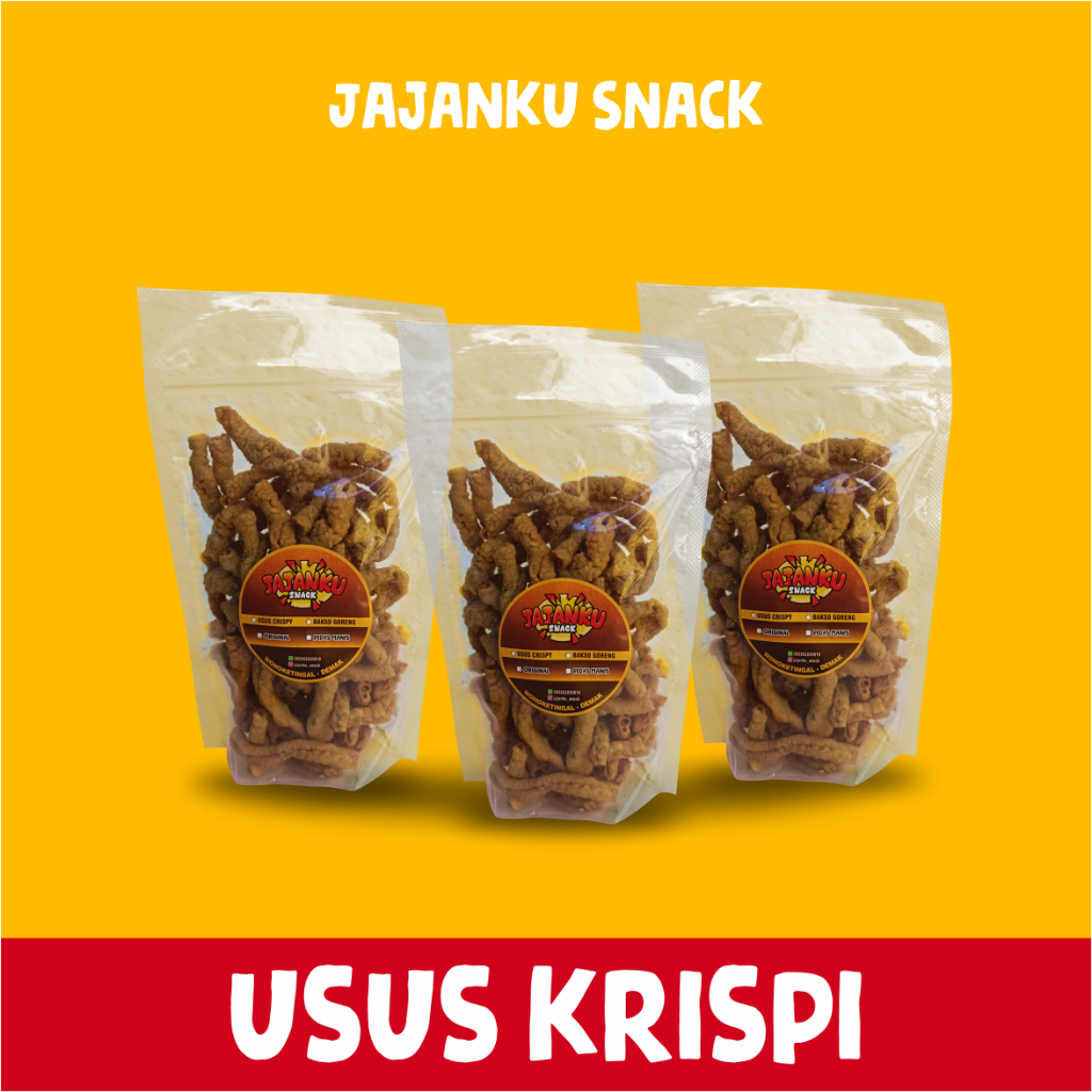 

Usus Krispi | Standing pouch | 250 gram | 500 gram | Varian Rasa Original dan Pedas